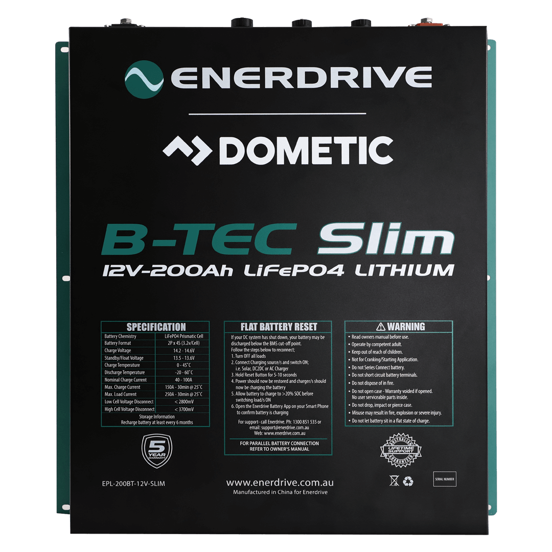 B-TEC 12V 200Ah Slimline Lithium Battery 4 B-TEC 12V 200Ah Slimline Lithium Battery