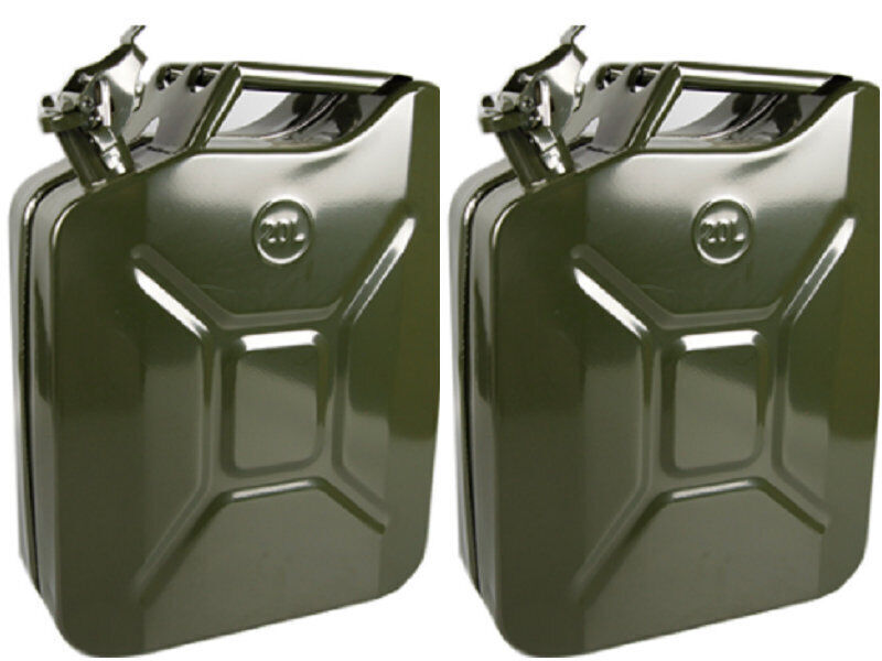 2PCS Jerry Can 20L Gas Petrol Diesel Fuel Army Backup Metal Steel Tank
