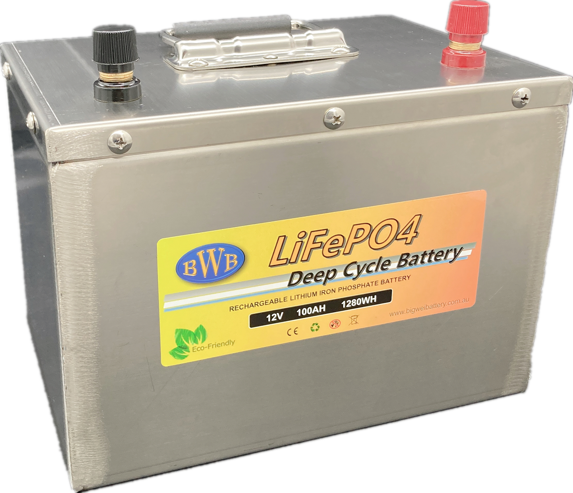 12V 100AH Lithium Battery LiFePO4 Deep Cycle Stainless Steel Camping RV 1 SS12100
