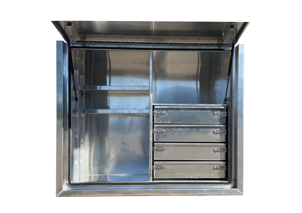 1800x600x1150mm Flat Aluminium Truck Toolbox built in drawers