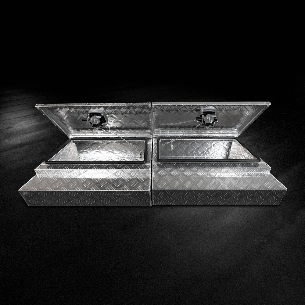 Checker Plate Aluminium Under Tray Tool Boxes(Various Sizes Available) 6 Checker Plate Aluminium Under Tray Tool Boxes