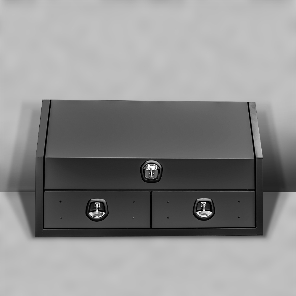 Flat Plate Half Open with 2 Drawers 4 Black Flat Plate Half Open with 2 Drawers Toolbox