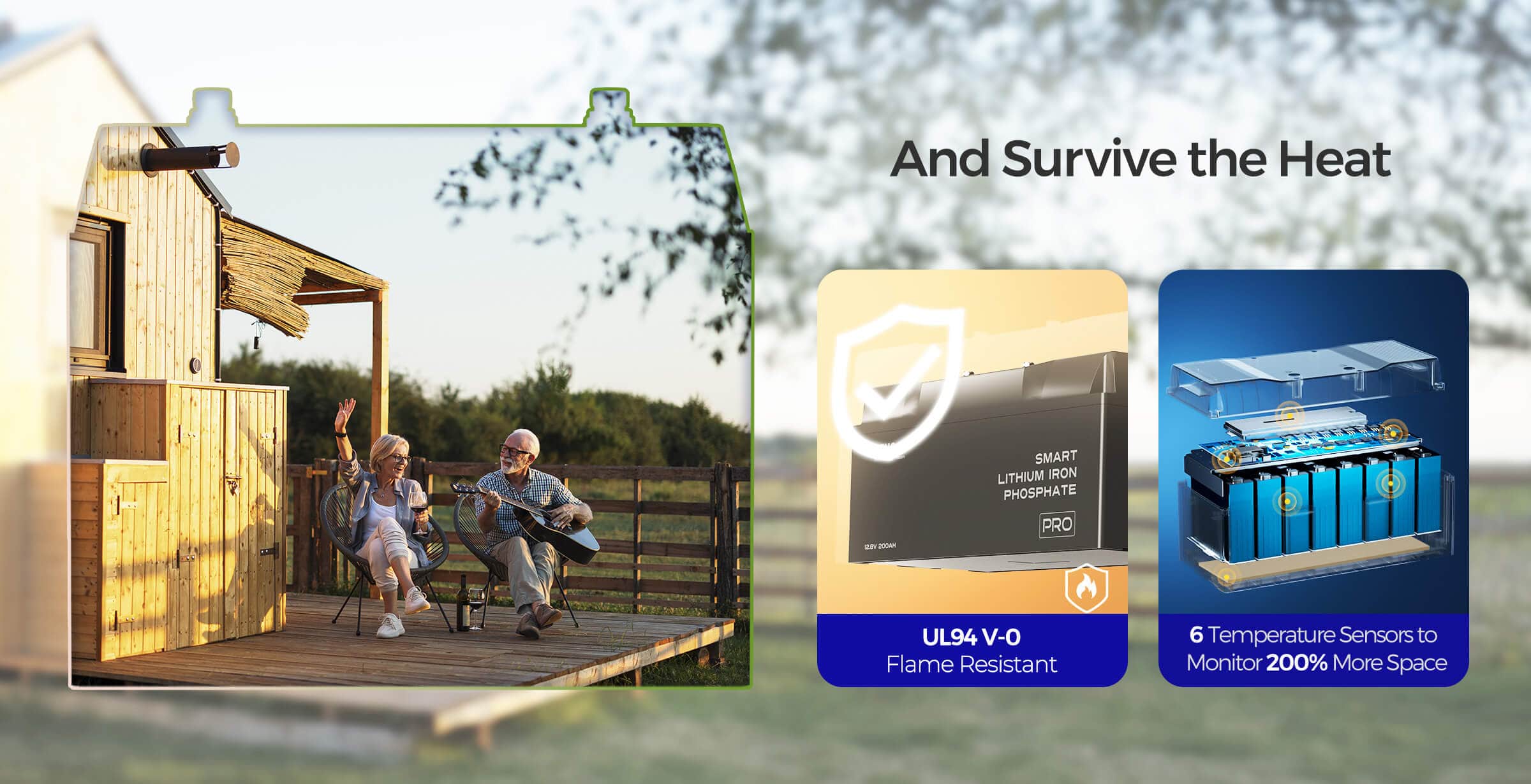 12V 200Ah Pro Deep Cycle Lithium Iron Phosphate Battery w/Bluetooth & Self-heating Function 12 Robust Power Even in Heatwaves