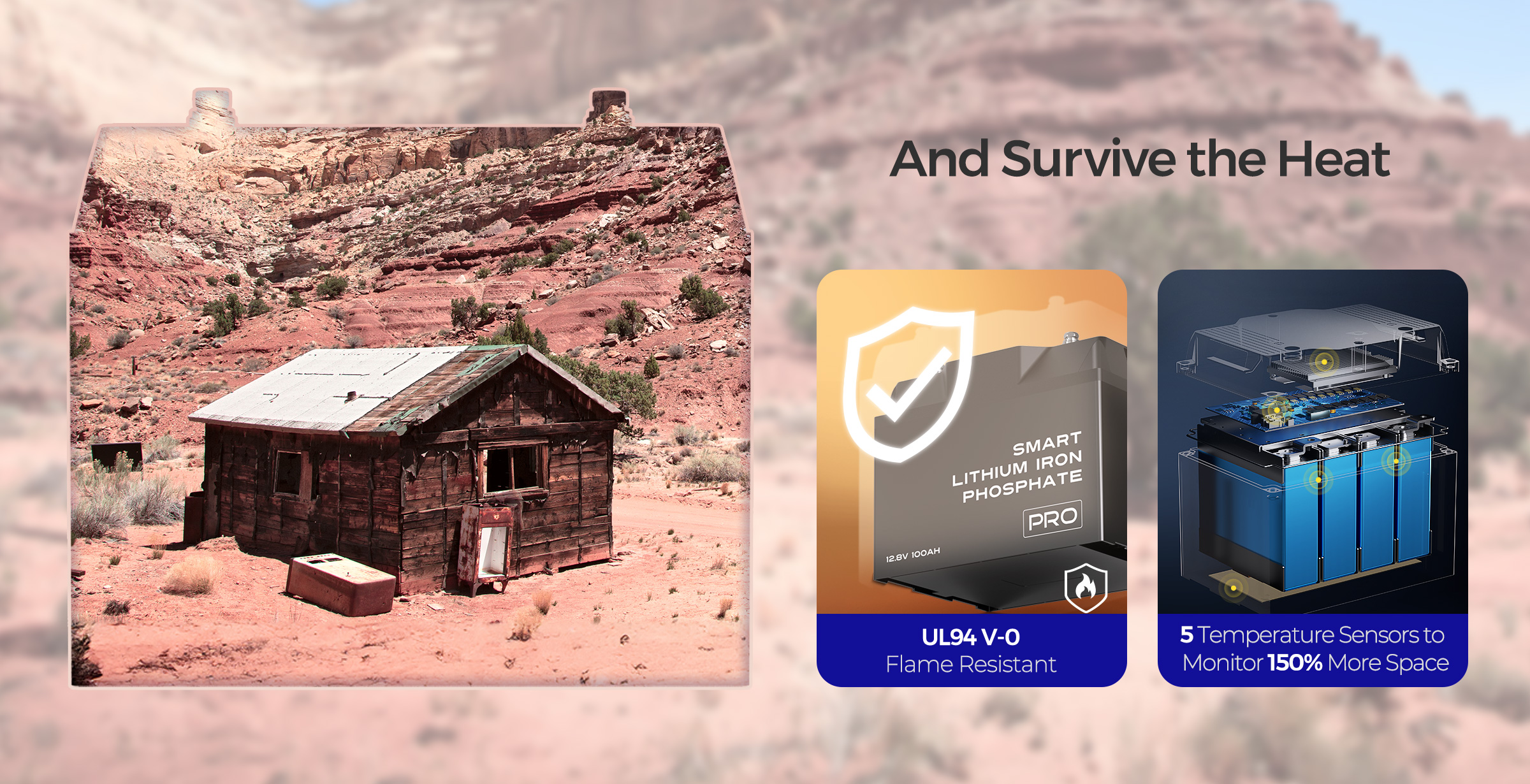 12V 100Ah Pro Deep Cycle Lithium Iron Phosphate Battery w/Bluetooth & Self-heating Function 13 Robust Power Even in Heatwaves