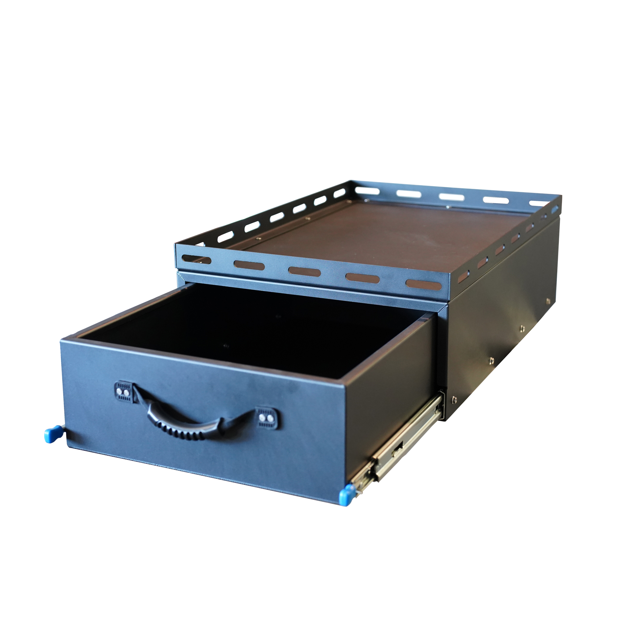 Black Aluminium Ute Canopy Drawer Draw 2 700mm Wide Aluminium Ute Canopy Slide Drawer / Bench