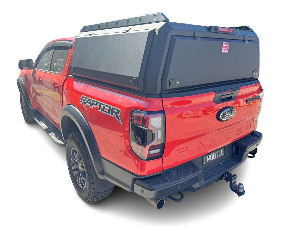 Next Gen Ranger Tub Aluminium Canopy It fits Next Gen Ford Ranger 2022-Onwards XL, XL HI-RIDER XLS XLT XLT-HI-RIDER WildtraK Raptor Main body: High-Grade Aluminium Doors: Aluminium Solid Doors. Reinforced roof - 300kg loading rate 2 Large push locks per door. 2 Gas struts per door. 2 Year Warranty It comes as Flat Pack and with all fitting kits